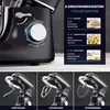A close-up of a black kitchen mixer with various attachments shown below, accompanied by text describing its features and functions. Produktbild-Vorschau