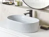 BELIANI Waschbecken Weiß Keramik Oval 49x31 cm Geriffelt Produktbild-Vorschau 2
