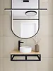 A modern bathroom vanity with a wall-mounted console, sink, faucet, and mirror. Anteprima dell’immagine prodotto