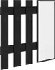 A black wooden coat rack with a mirror attached to the side. Podgląd zdjęcia produktu