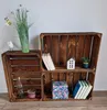Wooden crates used as shelving, decorated with various items. Náhled obrázku produktu