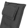 A close-up view of the headrest and upper portion of a dark gray lounge chair cushion. Produktbild-Vorschau
