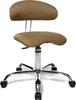 A studio shot of a brown ergonomic office chair with a chrome base and wheels. Produktbild-Vorschau