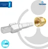 A product image showing a metal extension piece and a brass adapter, with branding and informational text. Produktbild-Vorschau