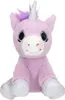 A plush unicorn toy sitting down. Voir les images du produit