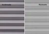 A split image showing the front and back of a pleated blind. Produktbild-Vorschau