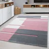 Kurzflor Teppich Wohnzimmer Pink 140x200 Rechteck Kariertes Produktbild-Vorschau 2