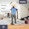 A construction site with a worker and a red heater. Produktbild-Vorschau