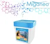 A product shot of a bucket of pool chemicals with a woman in the background. Produktbild-Vorschau