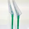 Close-up view of two transparent shower door seals attached to glass panels. Podgląd zdjęcia produktu