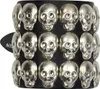 Lederarmband mit Totenkopfnieten 3-reihig - schwarz - Produktbild-Vorschau 1