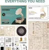 A collage of images showing the ROKR 3D-Puzzle 'Classical Gramophone' (Electric Version), including the product box, assembly instructions, and individual parts. Podgląd zdjęcia produktu
