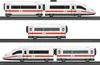 Three different views of a white and red model train set. Produktbild-Vorschau