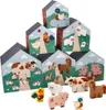 Domečky/pyramidy s 6 dřevěnými zvířátky, Farma Náhled obrázku produktu 1