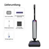 A vacuum cleaner and its accessories are displayed on a white background, with text indicating the scope of delivery. Produktbild-Vorschau