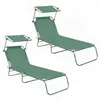 Aga 2x Chaise longue de jardin réglable avec auvent Vert Voir les images du produit 1