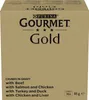 A cardboard box containing multiple cans of cat food. Produktbild-Vorschau