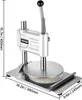 A silver VEVOR manual pizza dough press with dimensions indicated by white text and lines. Voir les images du produit