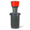 A product shot of an electric grain mill with a red hopper and a gray collection bucket, set against a white background. Náhled obrázku produktu