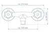 A top-down diagram of a shower faucet with dimensions indicated. Náhled obrázku produktu