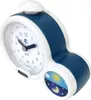 A close-up, angled view of a blue and white children's alarm clock and sleep trainer. Produktbild-Vorschau