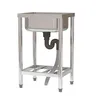 A stainless steel sink with a drain pipe on a white background. Produktbild-Vorschau