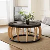 Rattan-Runder Couchtisch 90 cm – Vintage-Design in Produktbild-Vorschau 3