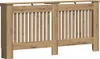 A wooden radiator cover with a slatted front. Voir les images du produit