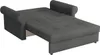 A dark gray sofa bed is shown in its extended state, revealing the sleeping surface. Náhled obrázku produktu