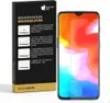 A product box for screen protectors with a smartphone displaying a screen protector applied. Produktbild-Vorschau