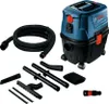 A Bosch wet/dry vacuum cleaner and its accessories are displayed on a white background. Produktbild-Vorschau