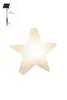 A star-shaped lamp with a solar panel accessory shown in a small inset. Produktbild-Vorschau