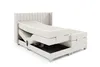 A beige upholstered adjustable bed frame with a headboard, shown from a side angle with the mattress partially raised. Produktbild-Vorschau