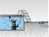 A submersible pump is shown in a pool, connected to a hose that leads to a drainage system. Anteprima dell’immagine prodotto