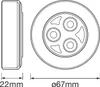 Technical drawing of a circular LED light with dimensions shown. Anteprima dell’immagine prodotto