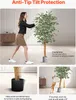 A collage of images demonstrating the anti-tip protection features of an artificial ficus tree. Voir les images du produit