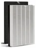 Two air purifier filters are shown side-by-side. The filter on the left is black with a honeycomb pattern. The filter on the right is white with a ribbed texture. Produktbild-Vorschau