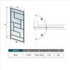 Diagrams and a table showing dimensions and specifications for a shower screen. Produktbild-Vorschau