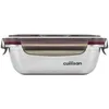 A stainless steel food container with a brown lid and maroon seal. Anteprima dell’immagine prodotto