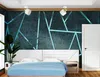 A bedroom scene with a bed, headboard, and a decorative wall. Podgląd zdjęcia produktu