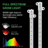 A marketing image for a full spectrum grow light, showing its components and light spectrum. Produktbild-Vorschau