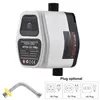 A white and black DC booster pump with a flexible hose attachment and plug options shown below. Náhled obrázku produktu