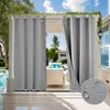 Outdoor curtains on a patio with a pool and furniture. Náhled obrázku produktu