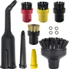 A collection of steam cleaner accessories, including various brushes and nozzles, arranged against a white background. Produktbild-Vorschau