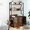 Katzenklo Schrank mit Regal 89,5 x 45 x 132 cm, Versteckte Produktbild-Vorschau 3