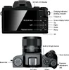 A diagram showing the back and top view of a digital camera with labels pointing to various buttons and features. Produktbild-Vorschau