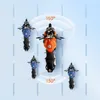 An overhead view of several motorcycles with lines indicating their field of vision and angles. Produktbild-Vorschau