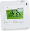 A white digital thermostat with a green LCD screen displaying temperature and time. Produktbild-Vorschau