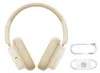 A pair of beige wireless headphones with two white cables on a white background. Anteprima dell’immagine prodotto