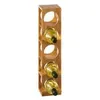 A wooden wine rack holding four bottles of wine. Podgląd zdjęcia produktu